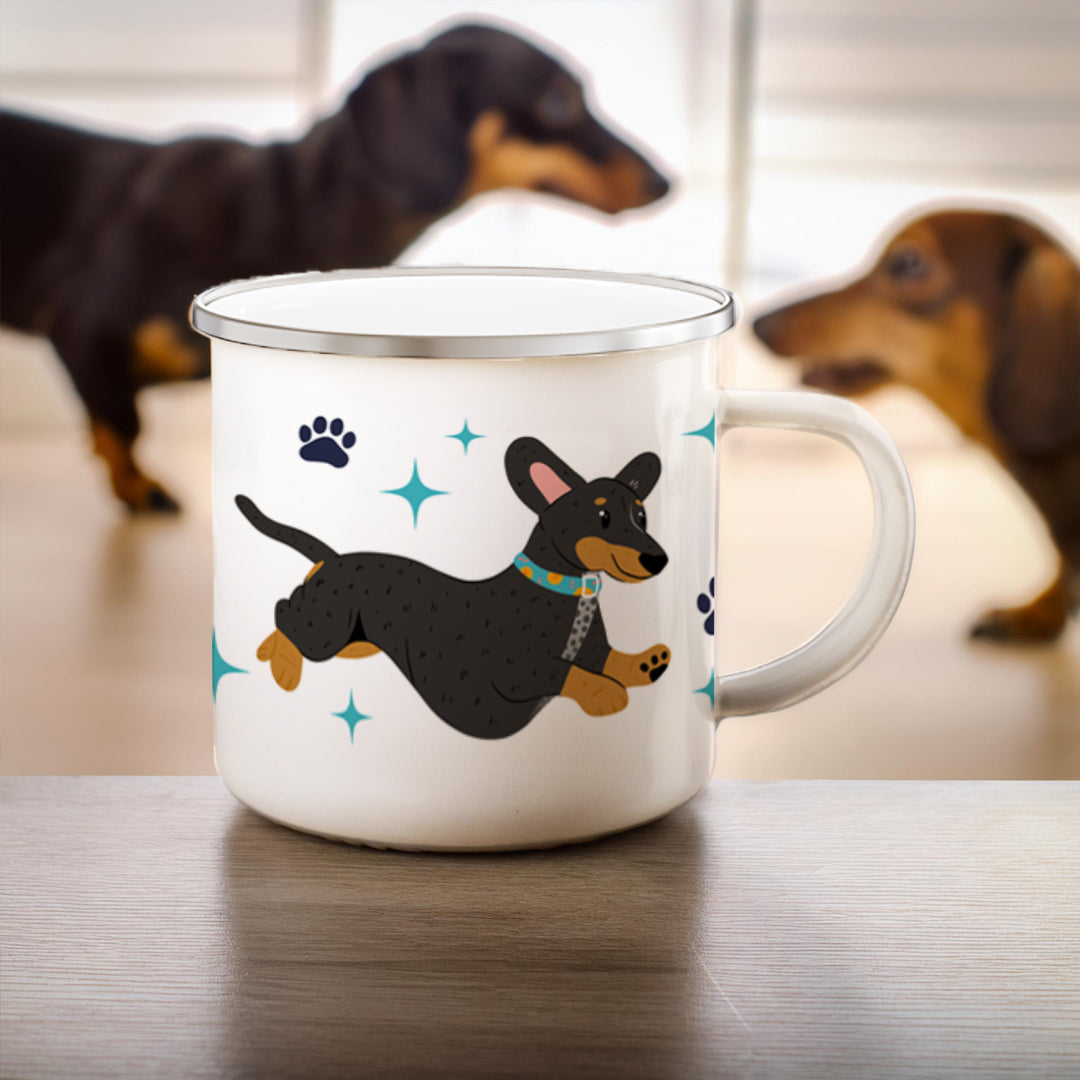 Dachshund enamel mug